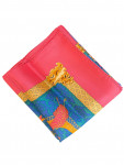 Hermès silk scarf in blue and pink with patterns

