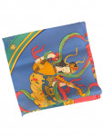 Hermès silk scarf in blue and pink with patterns

