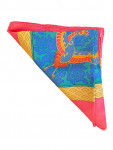 Hermès silk scarf in blue and pink with patterns
