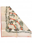 Hermès pale pink silk scarf with silver ring motifs
