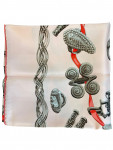 Hermès pale pink silk scarf with silver ring motifs
