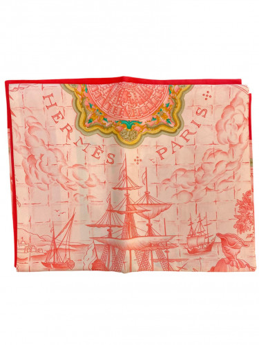 Hermès pink silk scarf with patterns
