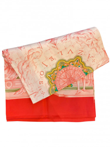 Hermès pink silk scarf with patterns
