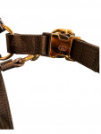 Gucci Black Leather Dog Harness Golden Buckles
