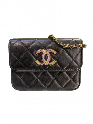 2020 Mini Chanel Zirconium Lambskin Clutch With Chain