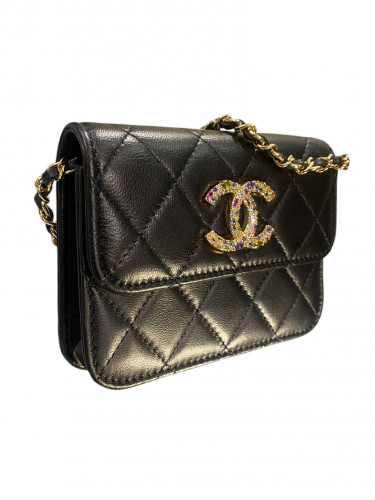 2020 Mini Chanel Zirconium Lambskin Clutch With Chain