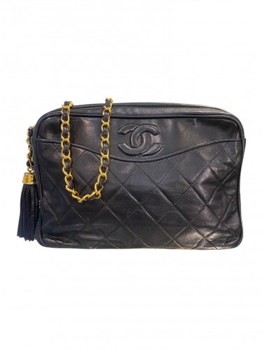 1986 Chanel CC Quilted Lambskin Tassel Camera Bag