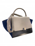 Celine Medium Tricolor Calfskin and Suede Trapeze Satchel
