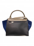 Celine Medium Tricolor Calfskin and Suede Trapeze Satchel
