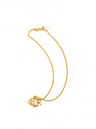 Gold Plated Logo Crystal Pendant Necklace