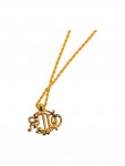 Gold Plated Logo Crystal Pendant Necklace