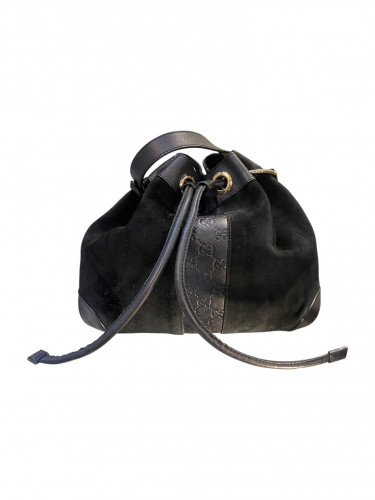 Gucci Suede and Black Leather Bag