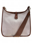 1998 Evelyne Hermes shoulder bag Beige fabric and brown leather