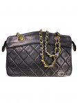 1989 Chanel Handbag in Black Quilted Lambskin Leather
