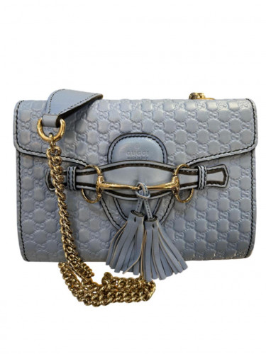 Gucci blue leather handbag with GG logo