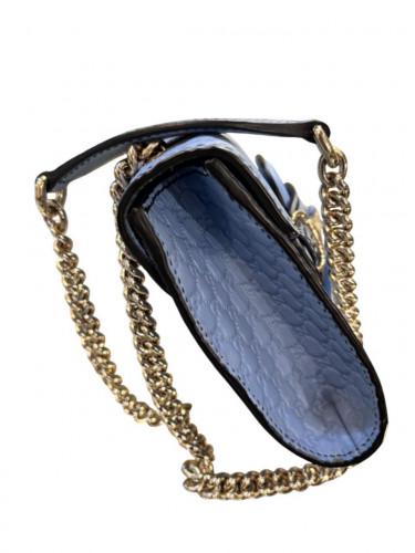 Gucci blue leather handbag with GG logo