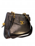 1994 Chanel Handbag Black Lambskin Leather