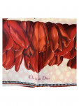 Beige Christian Dior silk scarf with floral pattern