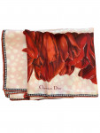 Beige Christian Dior silk scarf with floral pattern