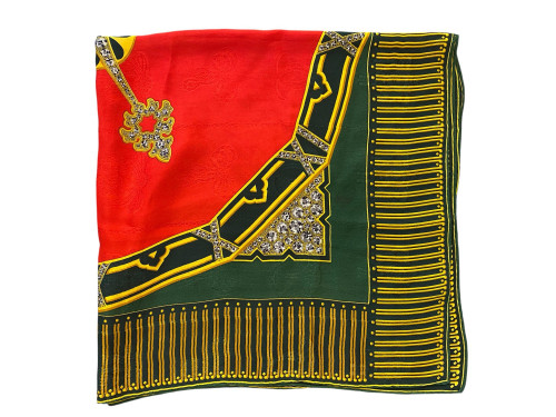 Cartier Red and Green Patterned Silk Scarf