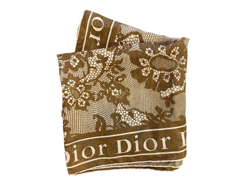 Brown and pink Dior silk scarf with patterns