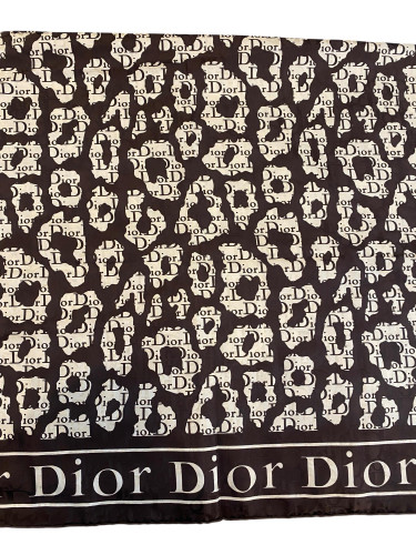Brown Dior silk scarf with Dior motifs