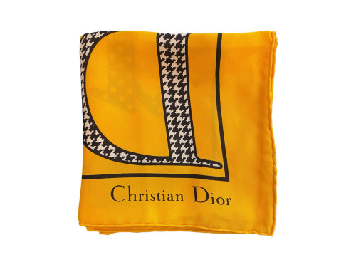 Dior Yellow Silk Scarf with Dior Patterns