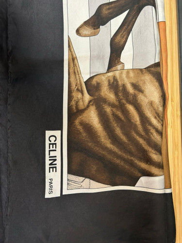 Céline multicoloured silk scarf with horse motifs