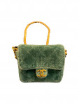 Chanel mini shoulder bag in khaki suede with golden double C