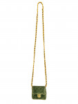 Chanel mini shoulder bag in khaki suede with golden double C
