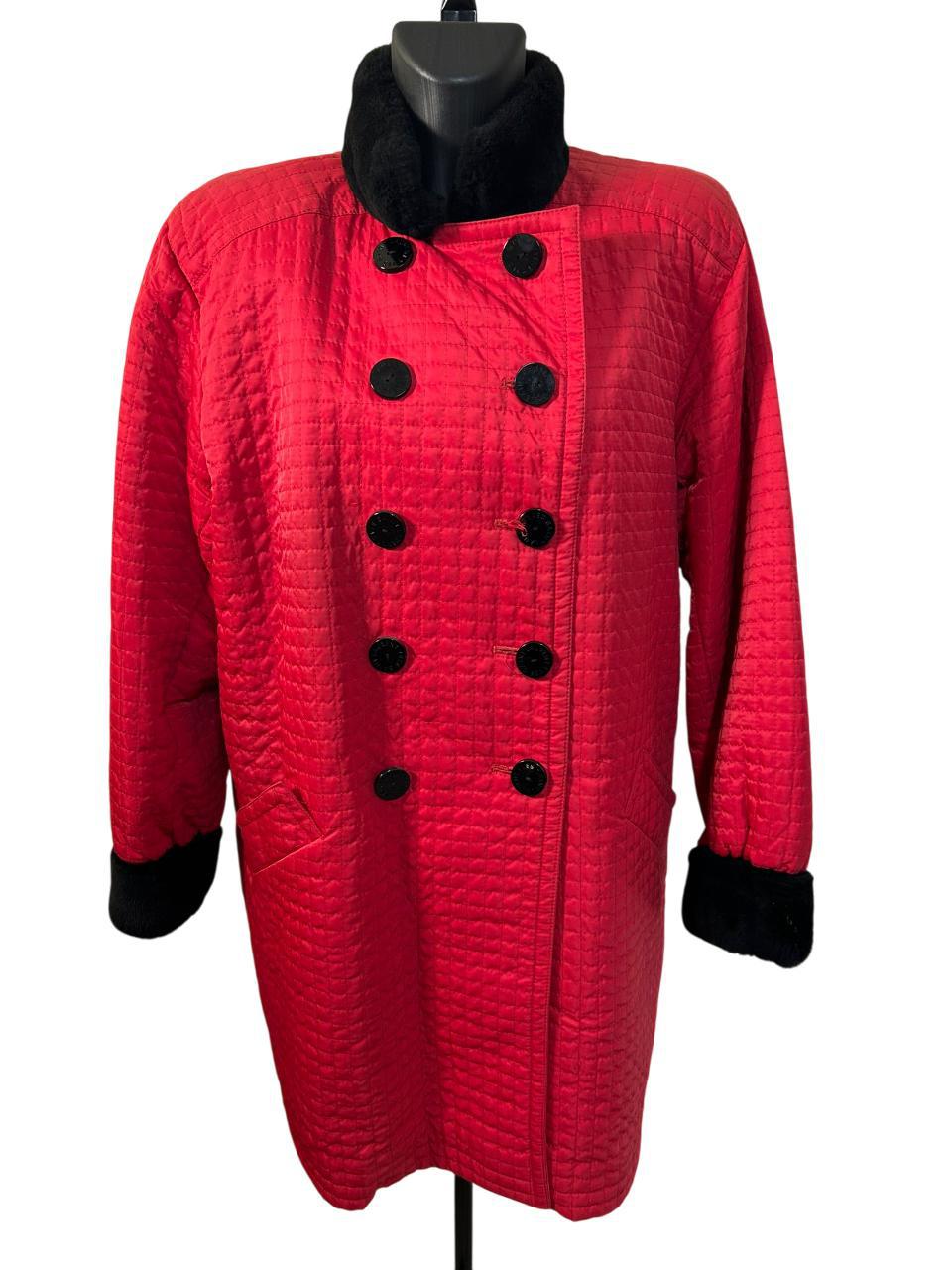 YVES SAINT LAURENT Furs - Red canvas and mink coat ('90s)