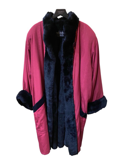 Yves Saint Laurent burgundy and black fur coat