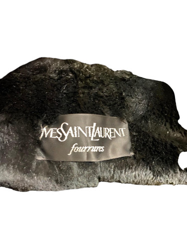 Yves Saint Laurent burgundy and black fur coat