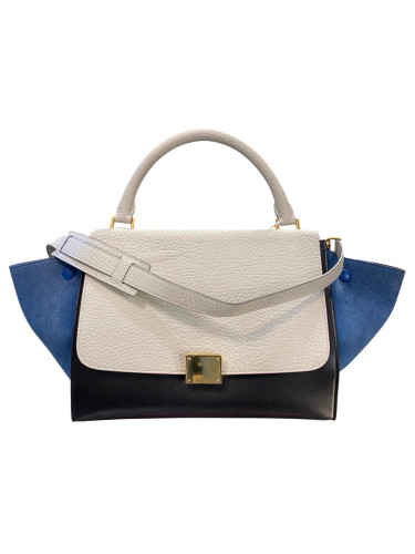 Céline Paris Trapèze Handbag in Grained Leather and Suede
