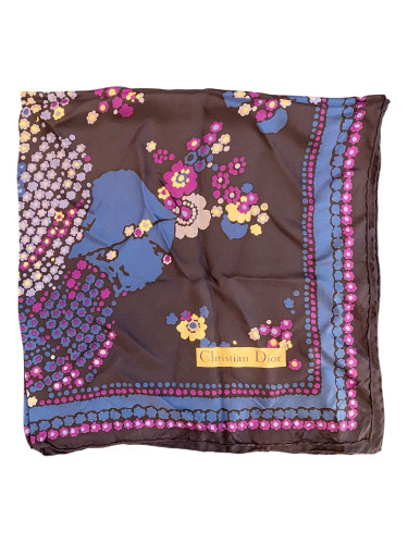 Christian Dior Silk Scarf with Floral Motifs