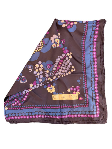 Christian Dior Silk Scarf with Floral Motifs
