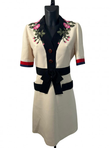 Gucci Embroidered Wool Silk Off-White Dress (2017)