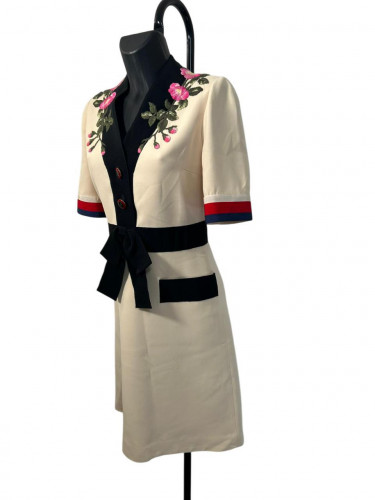 Gucci Embroidered Wool Silk Off-White Dress (2017)