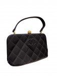 1994 Chanel quilted black satin handbag