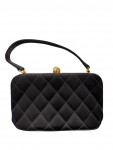 1994 Chanel quilted black satin handbag
