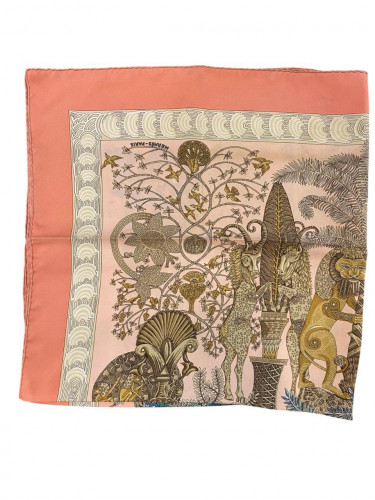 Beige Hermes scarf with patterns