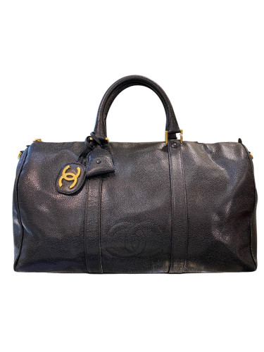 1994 Chanel Travel Bag in Black Grained Leather