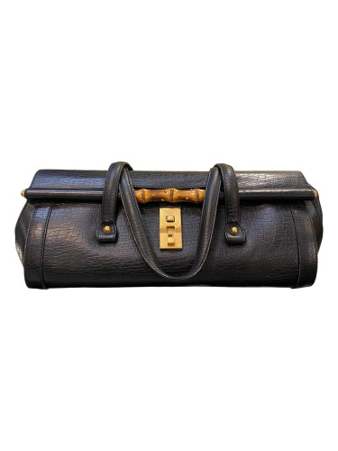 Gucci Bamboo Bullet Handbag in Black Leather