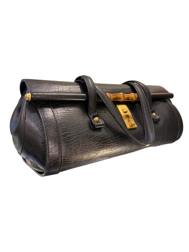 Gucci Bamboo Bullet Handbag in Black Leather