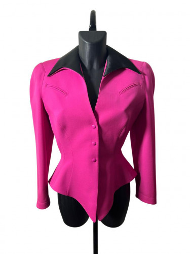 Mugler  Pink Jacket with Black Satin Details