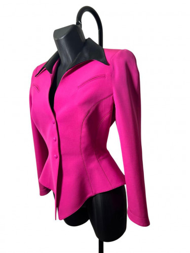 Mugler  Pink Jacket with Black Satin Details