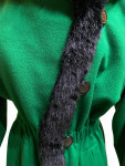 Yves Saint Laurent Coat in Green Wool and Black Fur