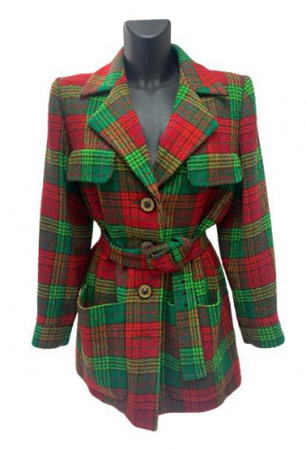 Yves Saint Laurent Tartan Coat with Belt