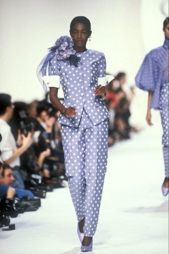 1990 Christian Dior Blue Linen Polka Jacket