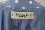 1990 Christian Dior Blue Linen Polka Jacket